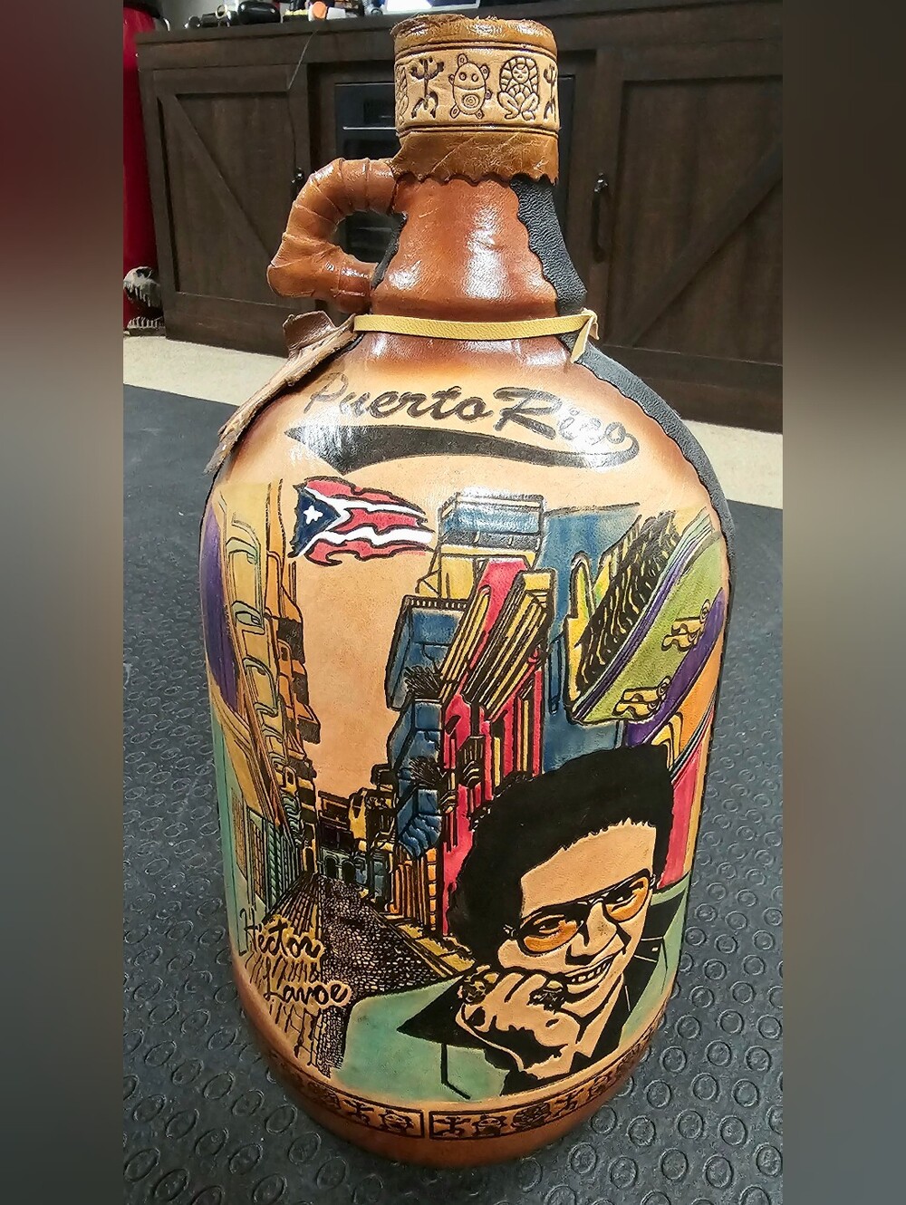 Handcrafted Leather Wrapped Large Glass Jug